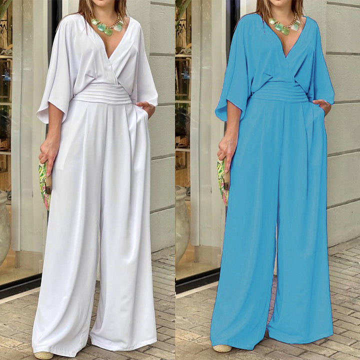 Combinaison élégante pour femmes taille haute avec jambes larges et manches kimono Levoire