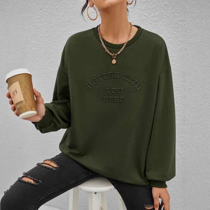Sweatshirt décontracté pour femmes avec lettrage en relief Levoire