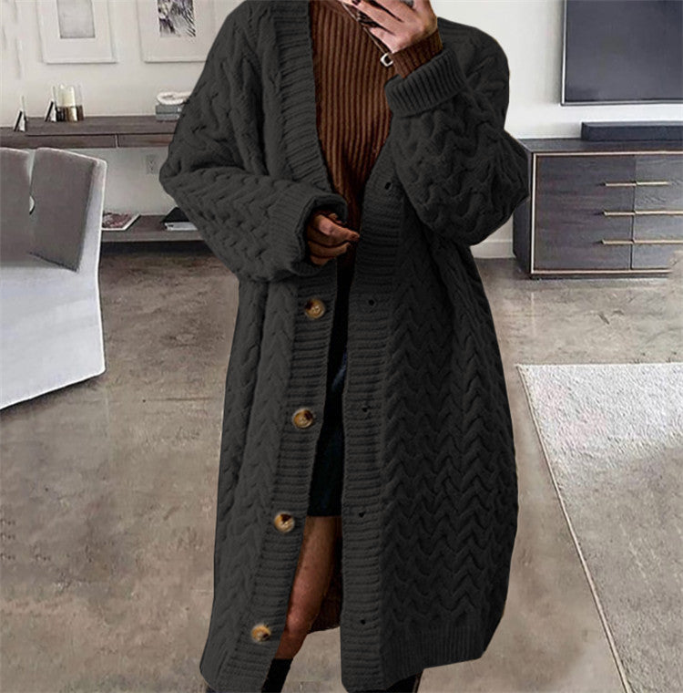 Cardigan en tricot pour femmes avec un design en câble volumineux et des fermetures à boutons pratiques Levoire