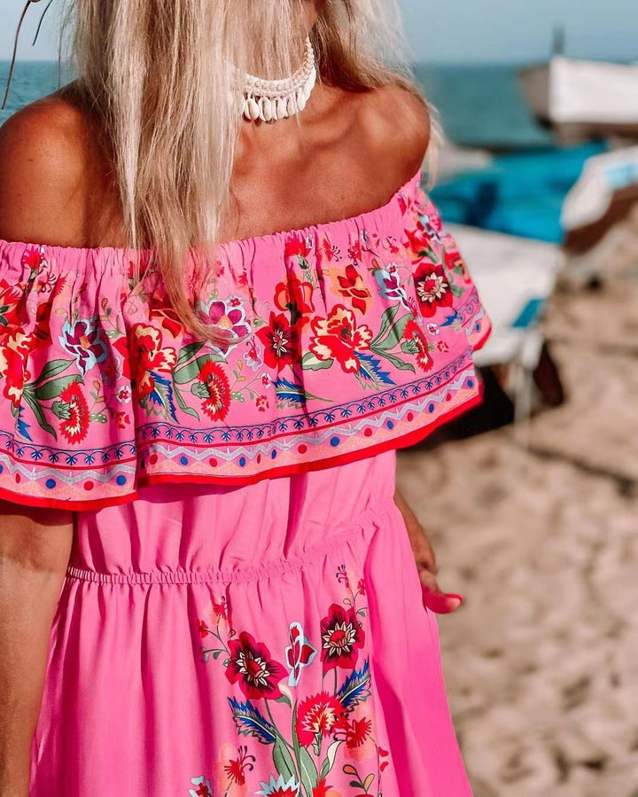 Levoire | Robe maxi fluide élégante imprimée Rosa