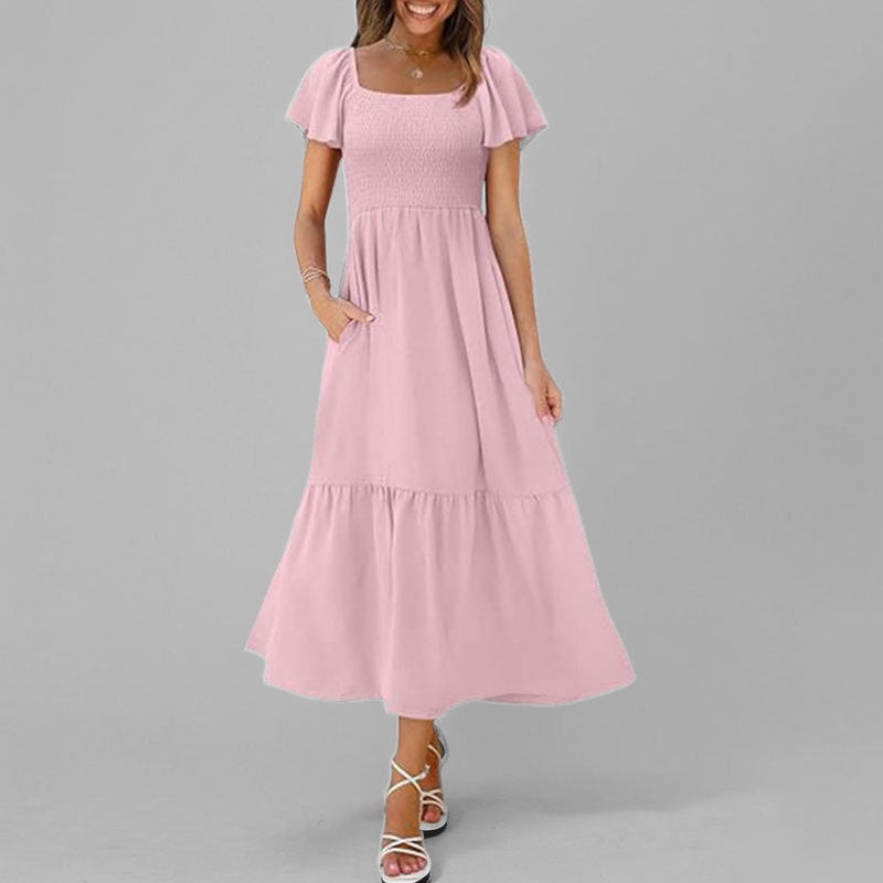 Robe maxi pour femmes avec un décolleté carré élégant et des manches volumineuses Levoire