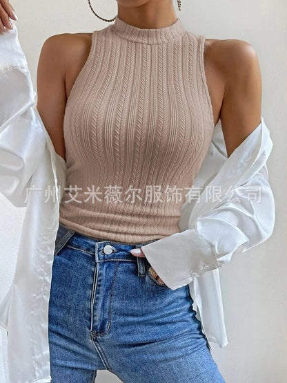 Levoire | Rento Tricot Col Ronde Gilet Couleur camel