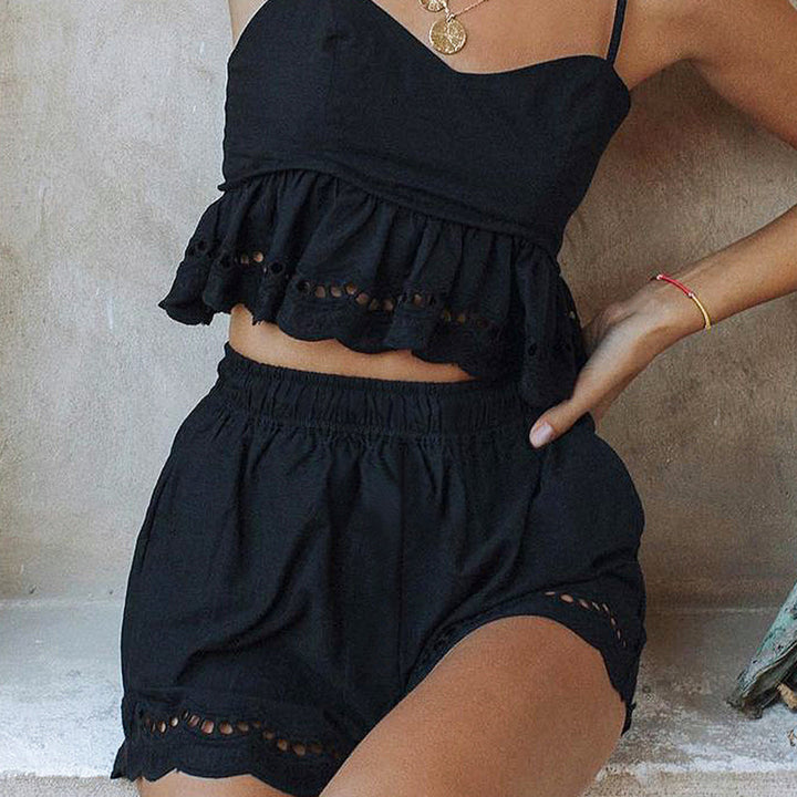 Ensemble de haut court et shorts décontracté pour femmes Levoire