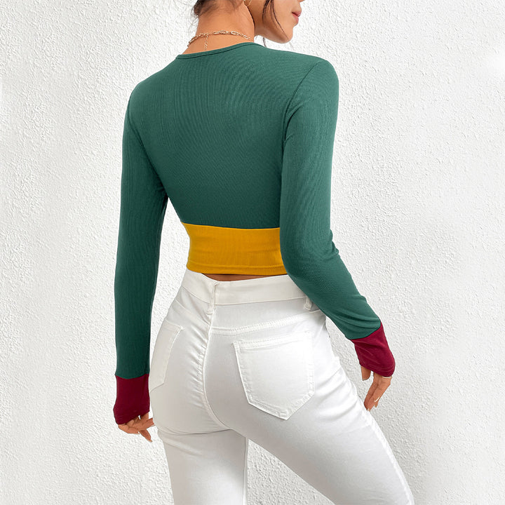 Top court pour femme avec design coloré et manches longues Levoire