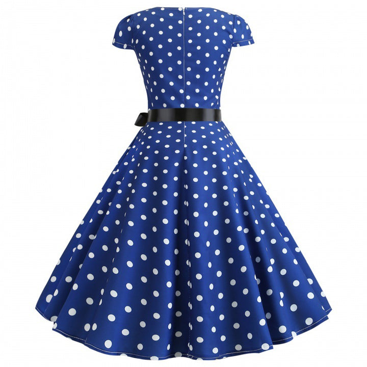 Robe swing rétro femme avec des pois et une ceinture de taille Levoire