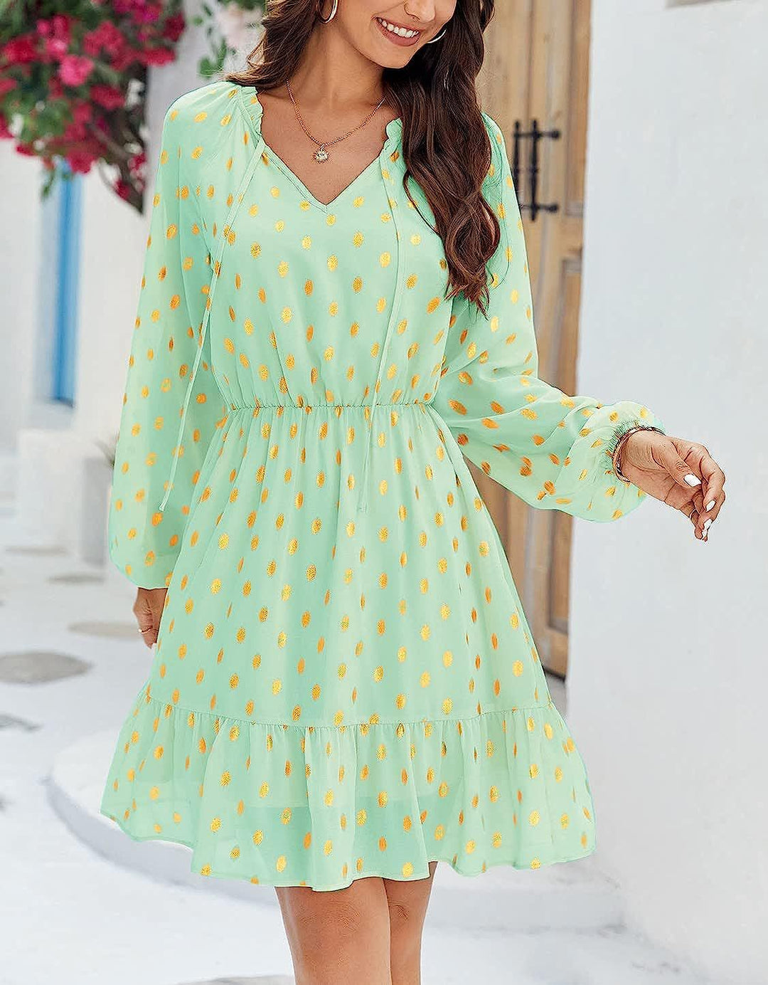 Robe en lin décontractée pour femmes avec détails volantés Levoire