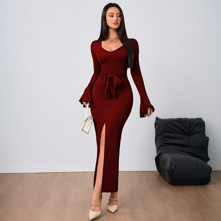 Robe femme avec décolleté en V et manches évasées Levoire