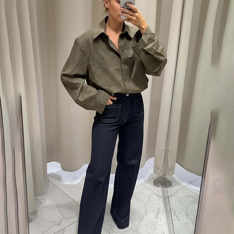 Blouse à carreaux élégante pour femmes avec coupe décontractée Levoire