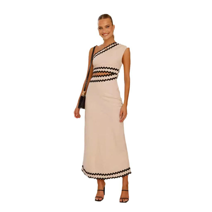 Robe midi pour femmes avec coupe asymétrique et détails en zigzag enchanteurs Levoire