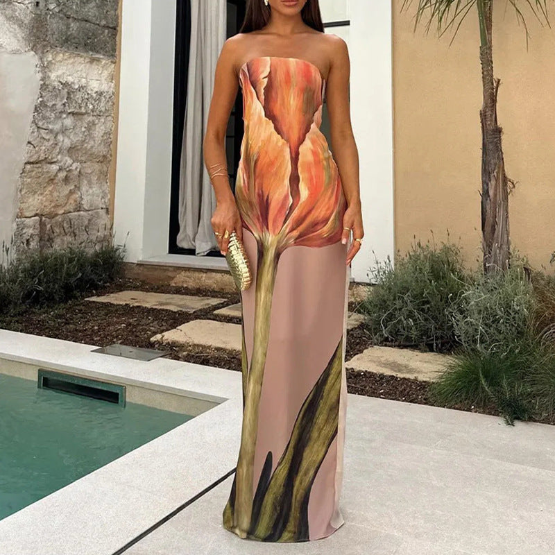 Robe maxi pour femmes dans le style art moderne Levoire