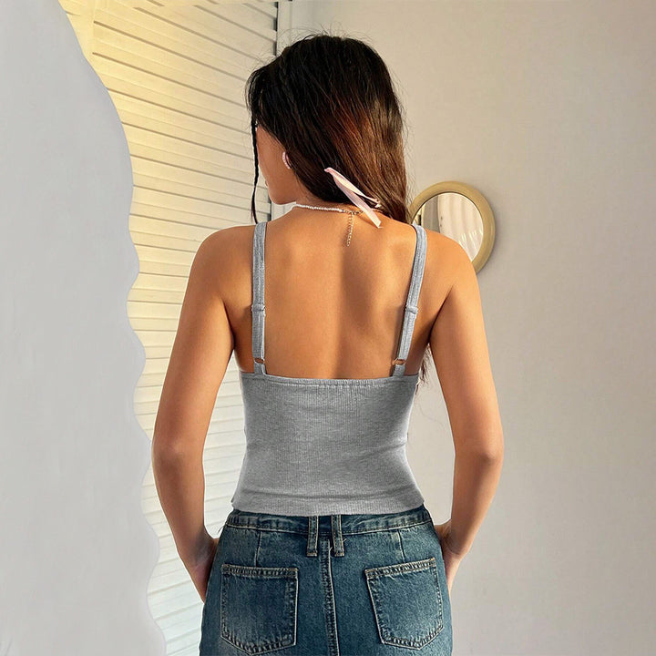 Haut féminin décoratif à bretelles spaghetti avec nœud à la mode Levoire
