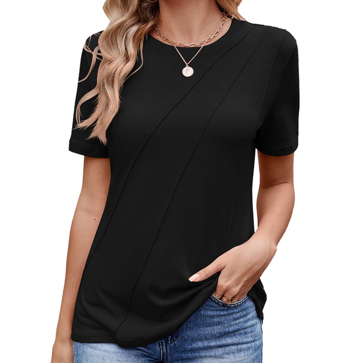 Levoire | Chemise décontractée confortable à col rond à manches courtes noir