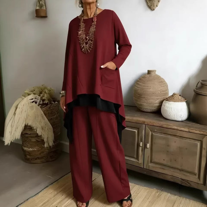 Ensemble décontracté pour femmes composé d'un haut asymétrique et de pantalons larges Levoire