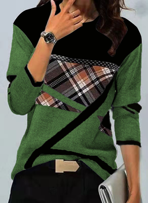 Levoire | T-shirt Long à Col Rond Imprimé Relaxant Vichy vert