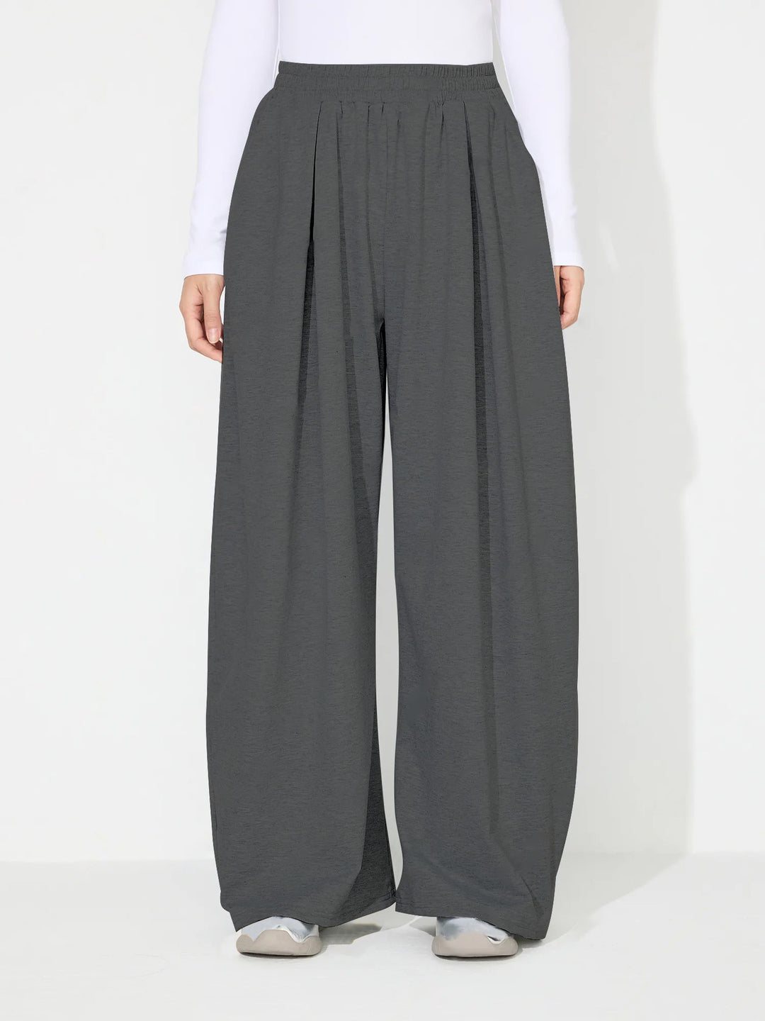 Pantalons Palazzo larges pour femmes avec taille élastique et plis Levoire