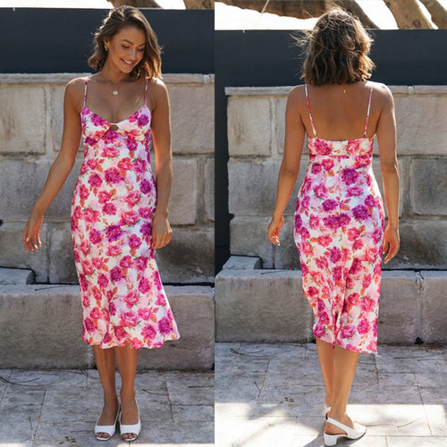 Robe maxi femme avec bretelles délicates et imprimé floral Levoire