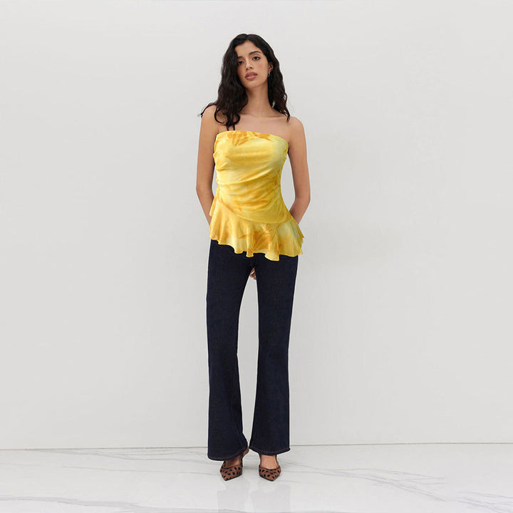 Haut bandeau pour femmes avec des volants fluides et des détails froncés Levoire