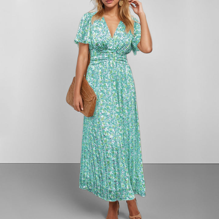 Robe maxi fluide pour femme avec design floral et décolleté en V Levoire