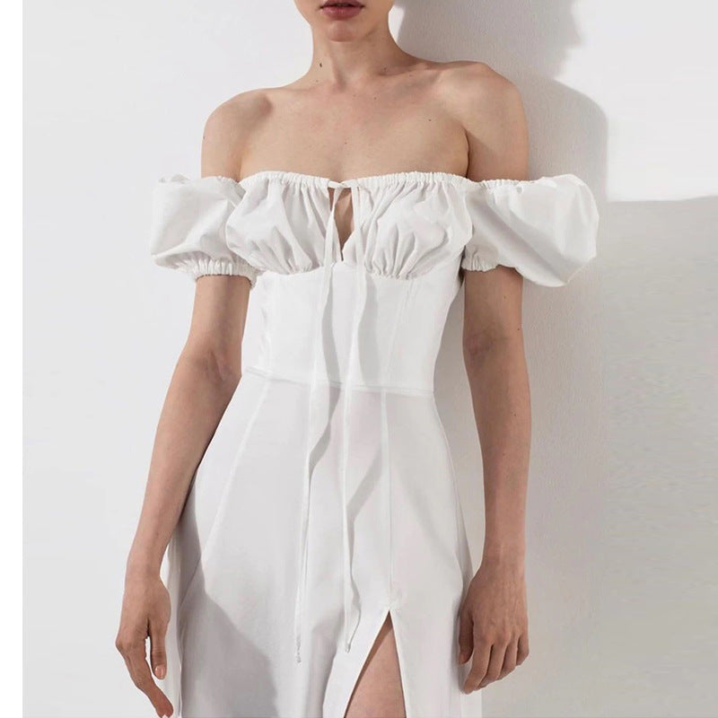 Robe maxi femme avec design off-the-shoulder et manches bouffantes volumineuses Levoire