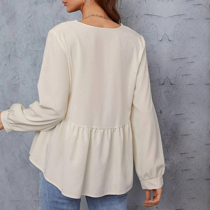 Blouse femme avec des manches embellies et de la dentelle Levoire