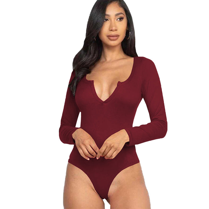 Body femme avec décolleté en V profond et manches longues Levoire