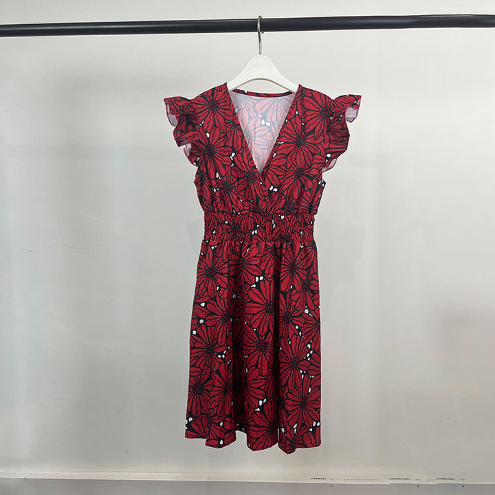 Robe Florale Élégante pour Femmes avec Ourlet Ample et Volants Levoire
