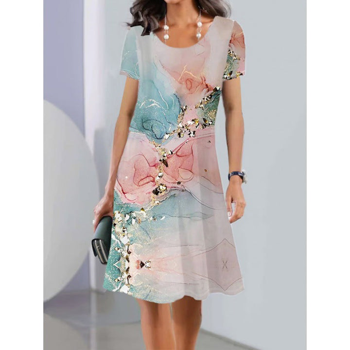 Levoire | Légères Impression Printemps-été Robe Midi à Manches Courtes Élément 1