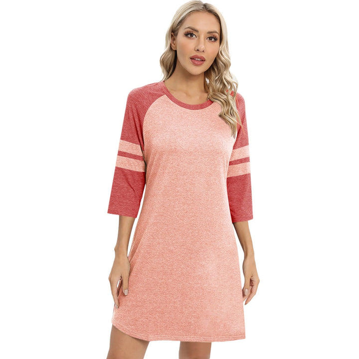 Levoire | Couleur - Chemise de nuit Printemps Été Patches Bloc Chemise de nuit rouges pois en poudre