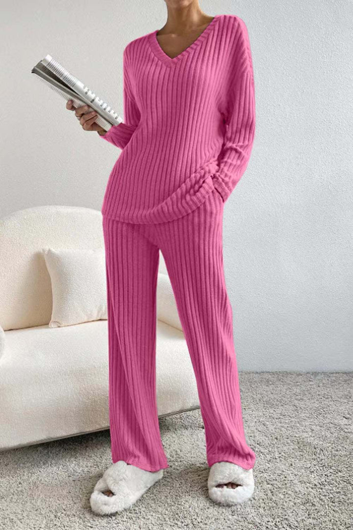 Levoire | Ensemble De Détente En Tricot Côtelé Rosa