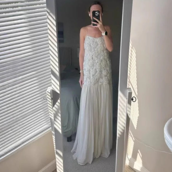Levoire | Robe sans manches à bretelles spaghettis à patchwork floral chic