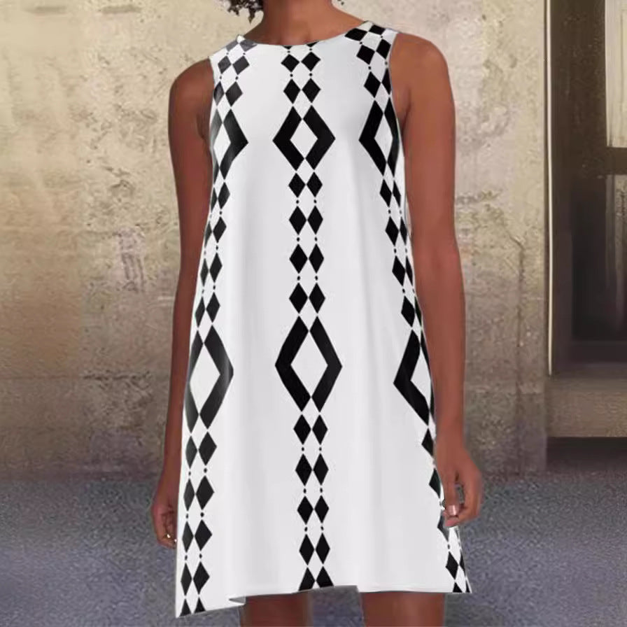 Levoire | Jupes mi-longue A-line sans manches imprimée élégante