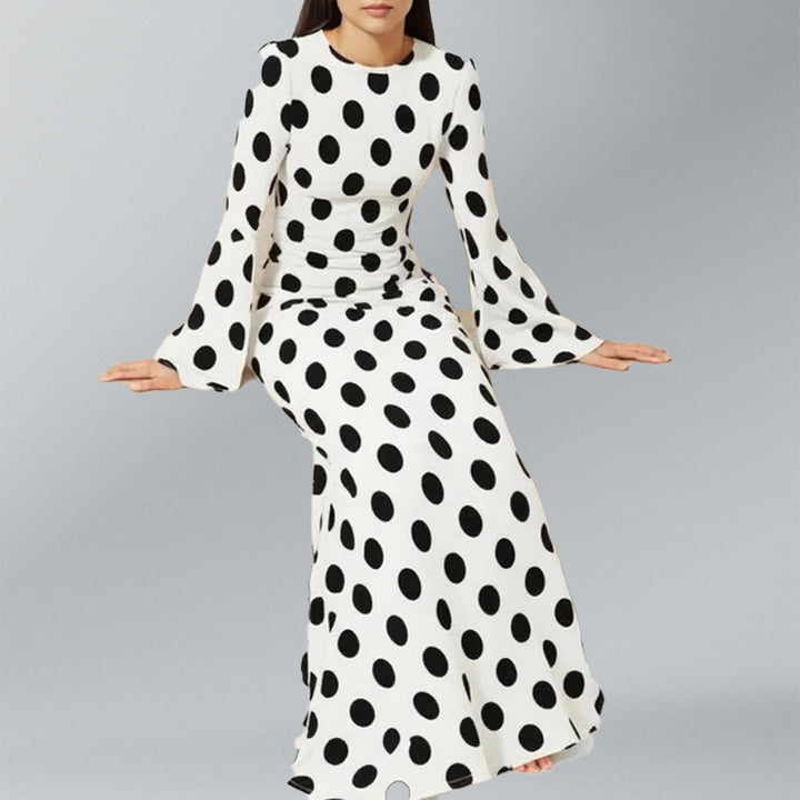 Robe maxi femme avec un motif à pois à la mode et des manches évasées Levoire