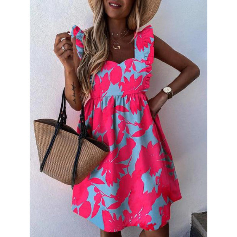 Robe d'été pour femme avec des détails en volants et un motif floral Levoire