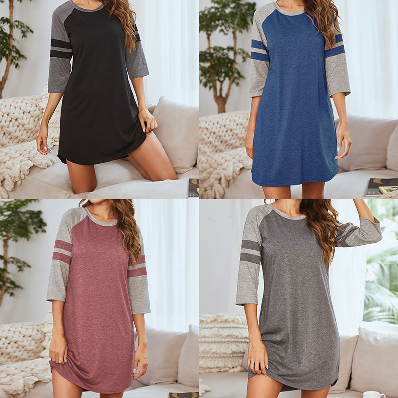Levoire | Couleur - Chemise de nuit Printemps Été Patches Bloc Chemise de nuit