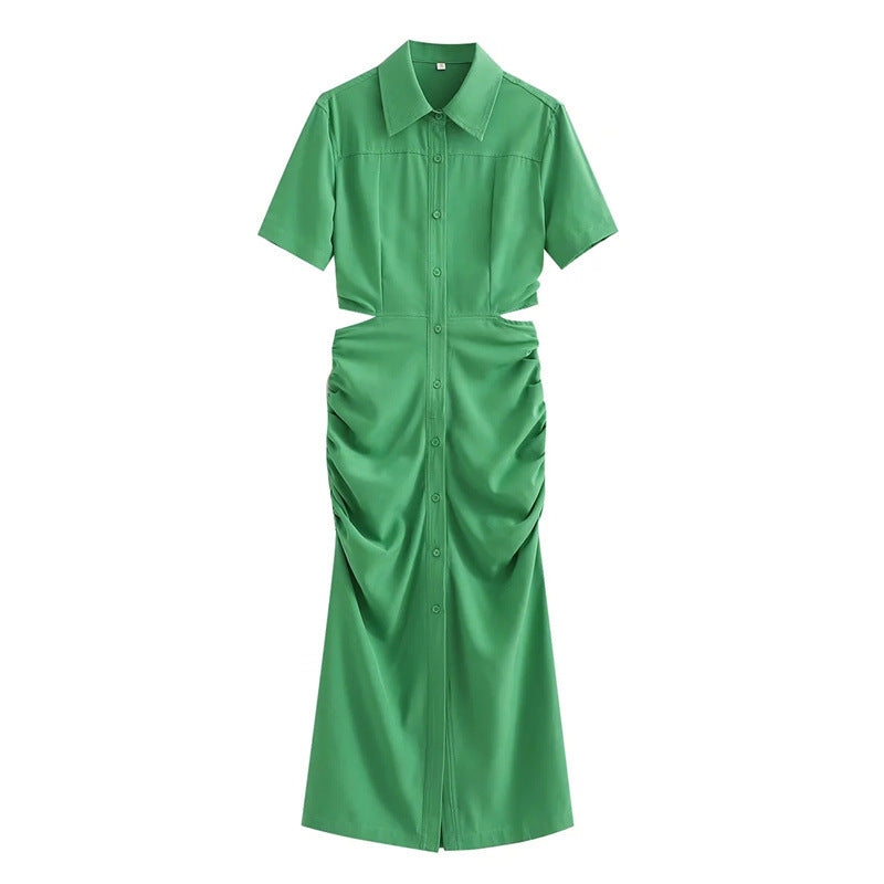 Levoire | Robe d'été décontractée à manches courtes ouvertes Vert