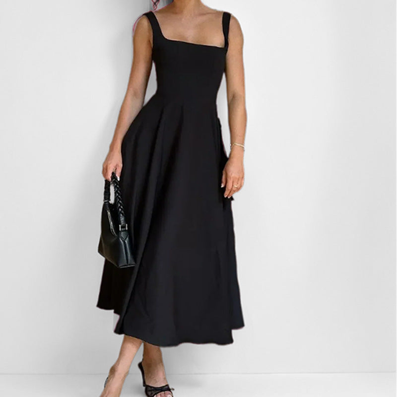 Robe Maxi Élégante pour Femmes avec Encolure Carrée et Jupe Flottante Levoire