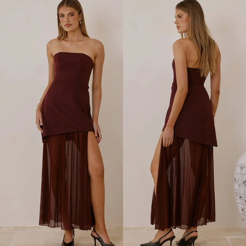 Robe de soirée élégante pour femme avec coupe asymétrique et fente séduisante Levoire