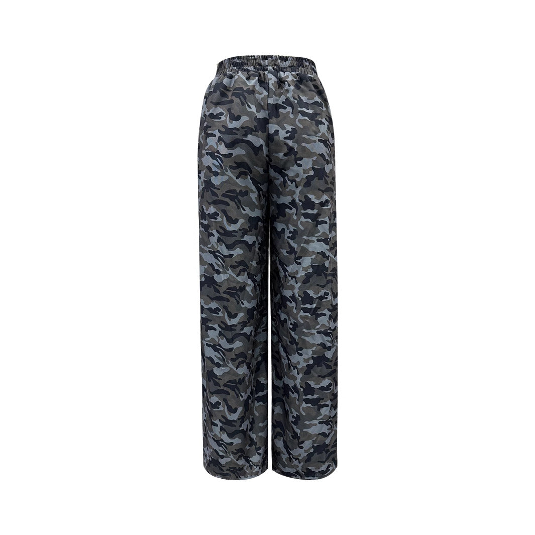 Pantalons cargo larges pour femmes avec imprimé camouflage moderne Levoire