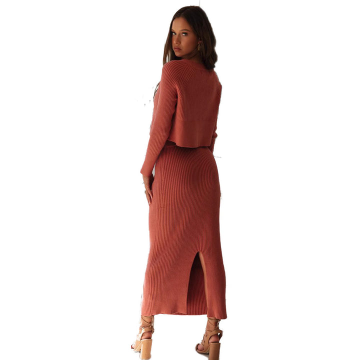 Ensemble en maille élégant pour femmes avec pull court et jupe maxi Levoire