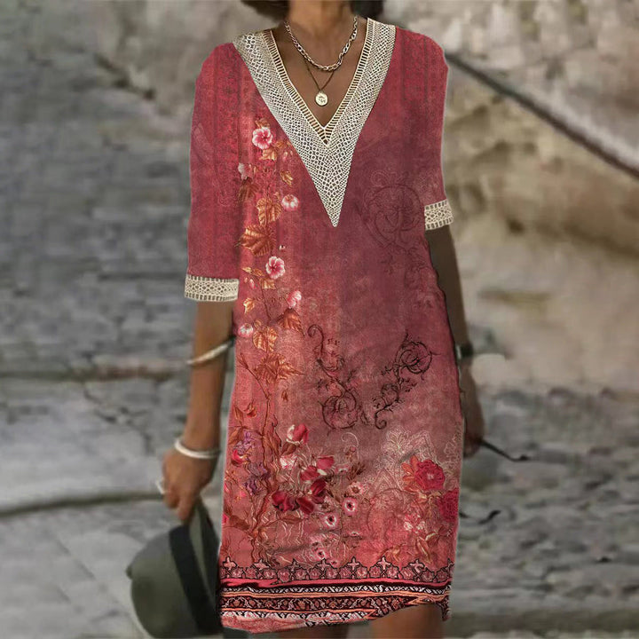 Levoire | Robe courte à col V imprimée relaxante