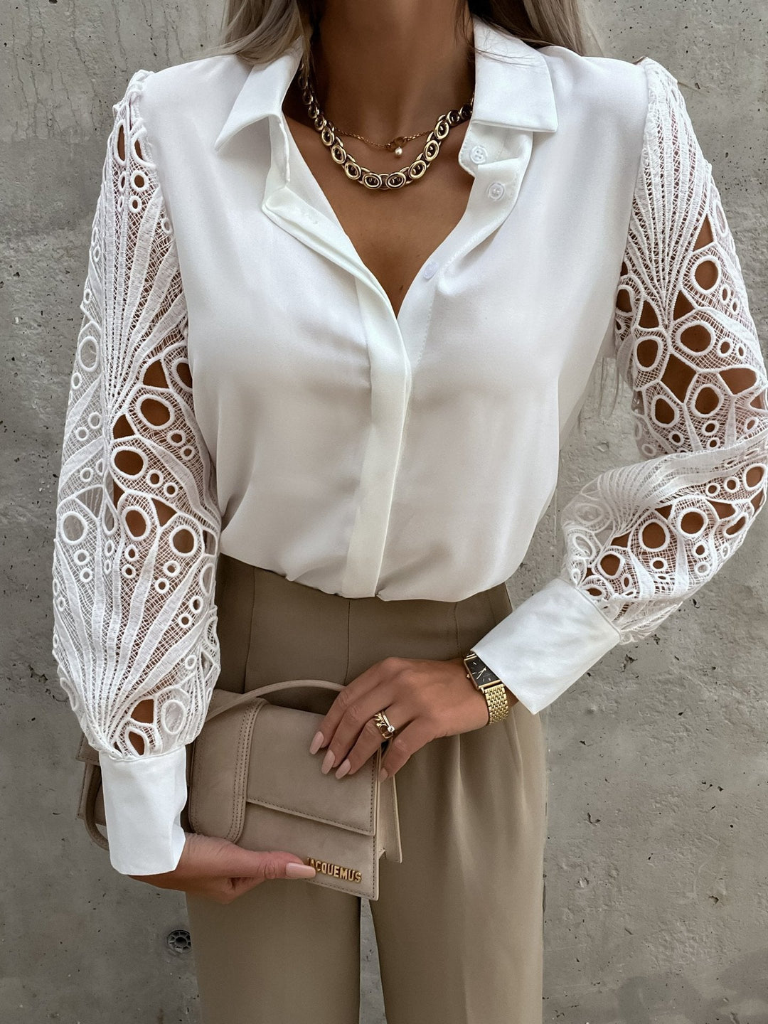 Levoire | Jolis tops en dentelle Élégante chemise pour femmes Blanc