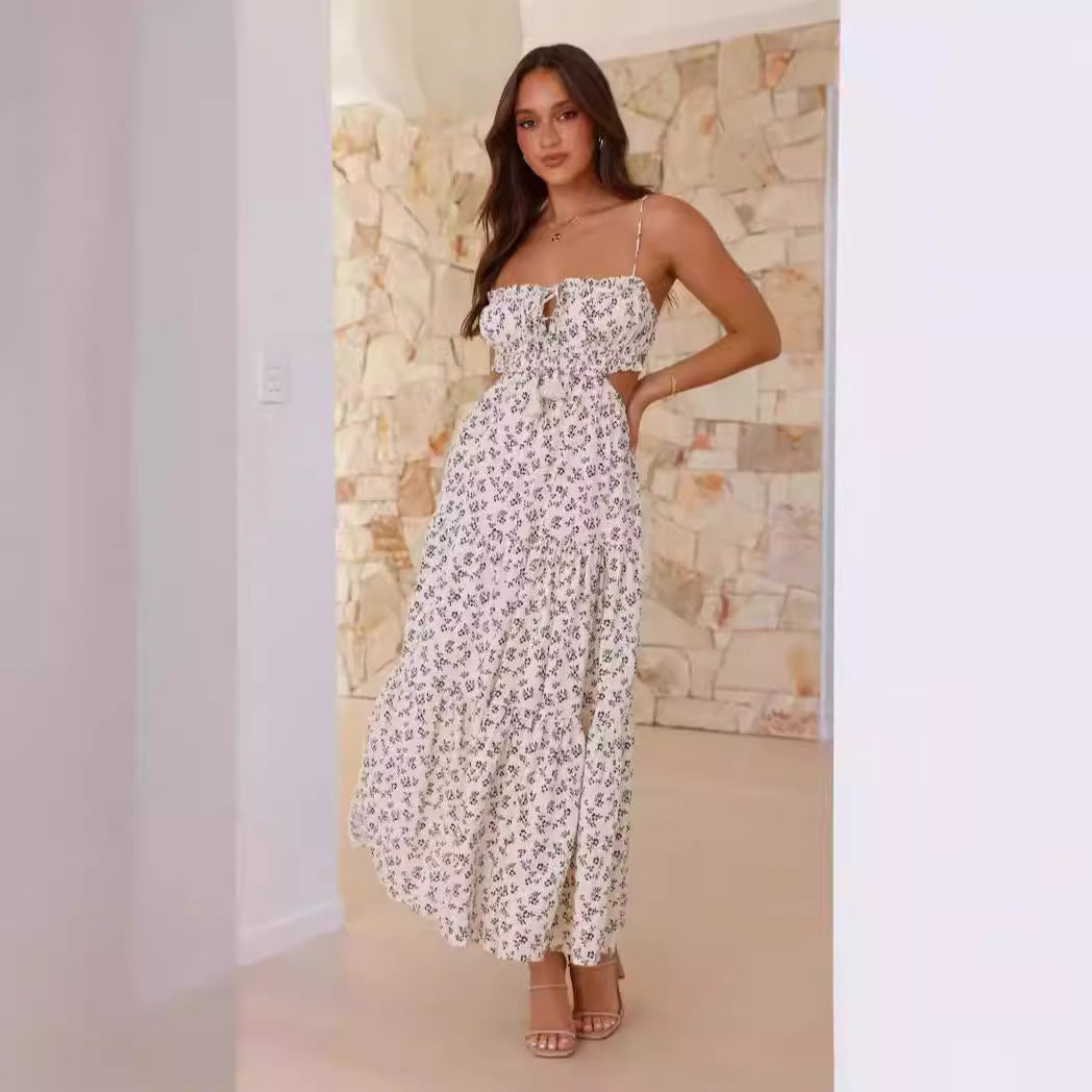 Robe maxi hamac pour femmes avec volants et accents en dentelle Levoire