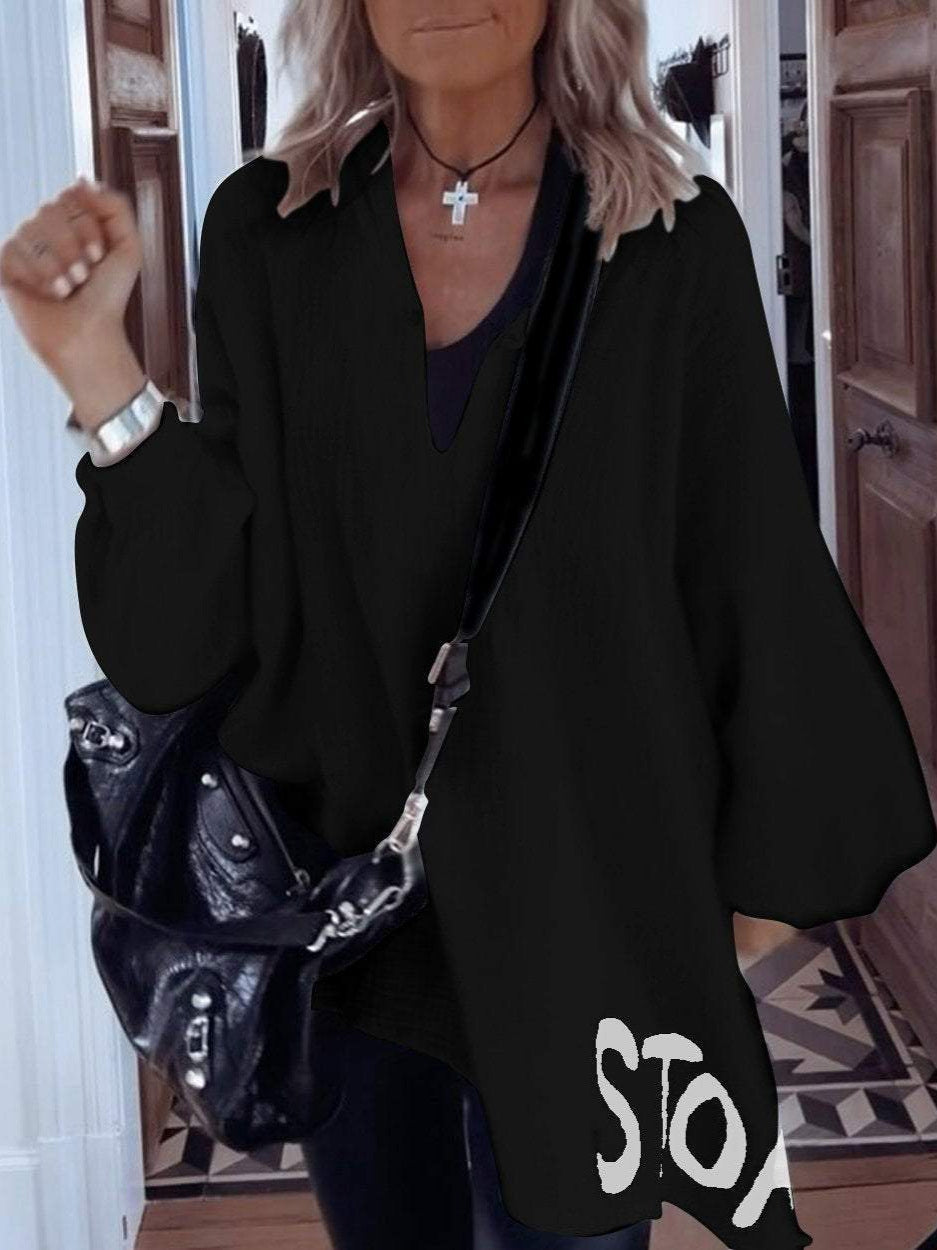 Chemise oversize pour femme avec décolleté V profond et manches volumineuses Levoire