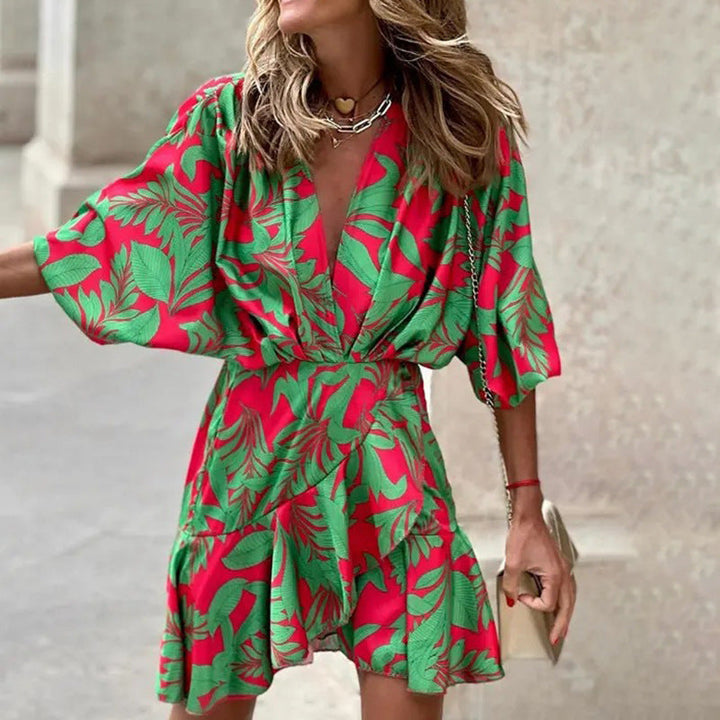 Levoire | Robe Élégante Avec Des Manches Chauve-Souris Vert