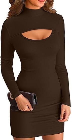 Robe mini ajustée pour femmes avec col haut et découpe Levoire