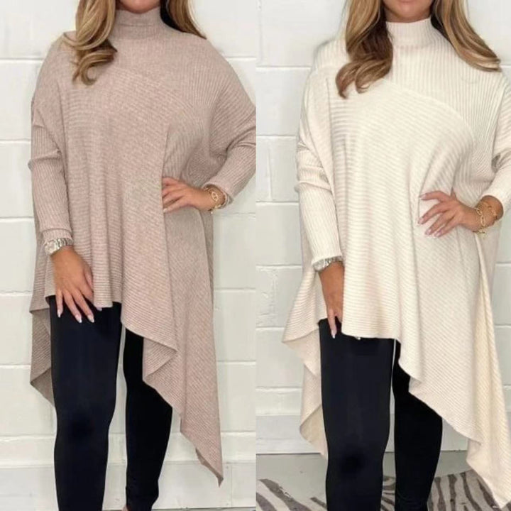 Haut en tricot asymétrique pour femmes avec col haut et coupe moderne Levoire