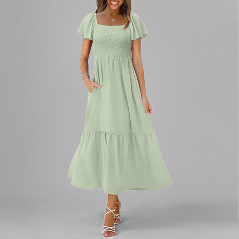 Robe maxi pour femmes avec un décolleté carré élégant et des manches volumineuses Levoire