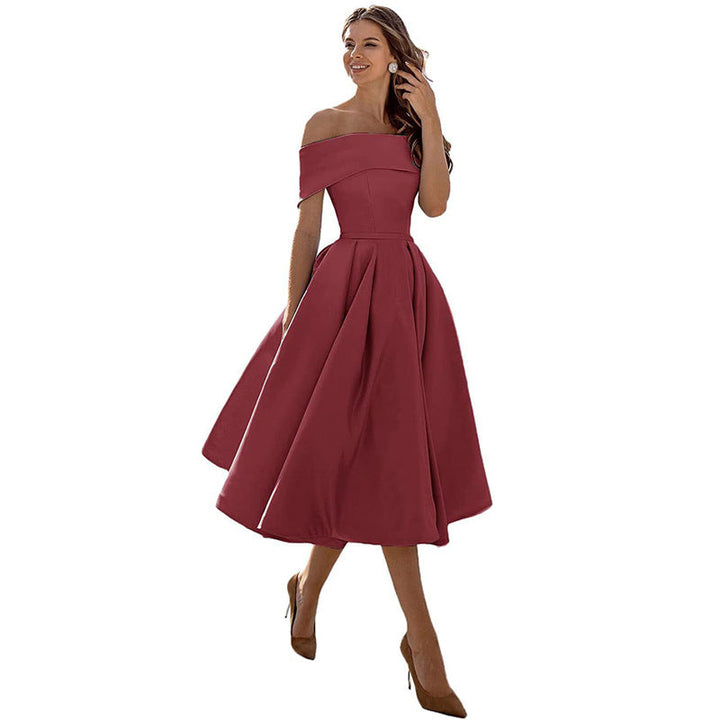 Levoire | Robe de soirée satinée sans bretelles lässig Vin rouge