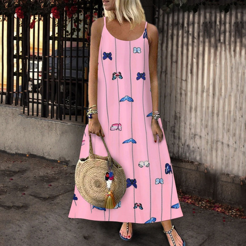 Robe maxi pour femmes avec motif de papillon créatif et silhouette aérienne Levoire