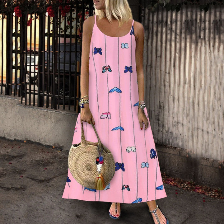 Robe maxi pour femmes avec motif de papillon créatif et silhouette aérienne Levoire